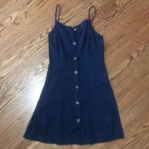 Navy button up sleeveless dress